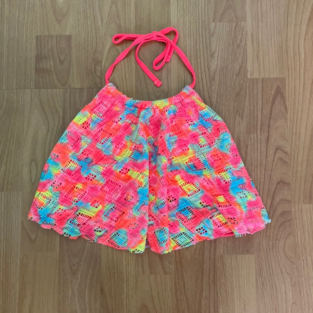 Tie Dye Print Ruffle Bikini Top